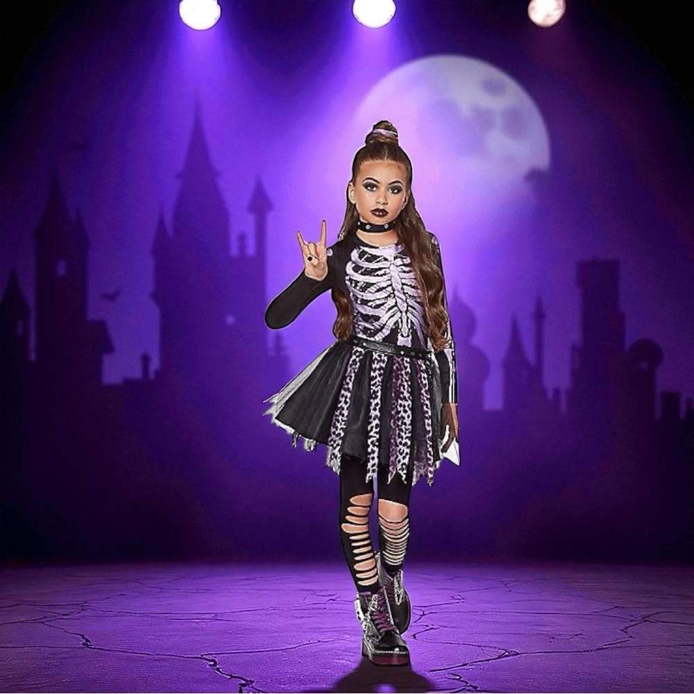 Black and purple Kids Costume and makeup kit